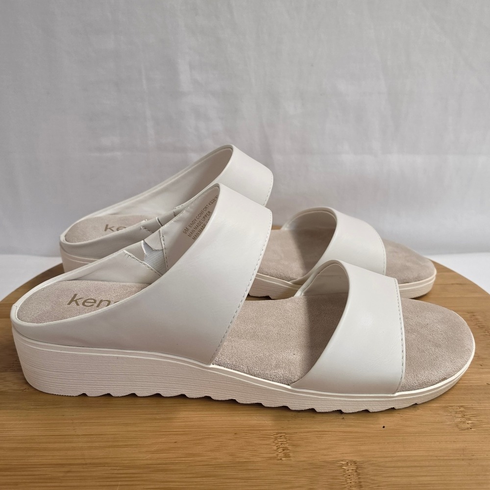 Kensie Endy Comfort White Platform Slide Sandals Womens 9M KS261621